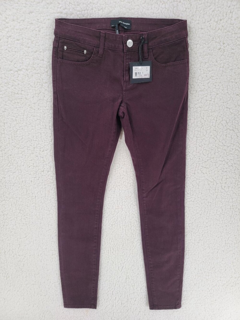 The Kooples "Skin Skinny" Mid-Rise Jeans Burgundy Plum Size 26
